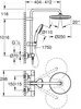 Technical drawing of a shower system with dimensions and installation details. Anteprima dell’immagine prodotto