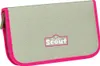 A closed pencil case with a pink trim and a logo on the front. Produktbild-Vorschau