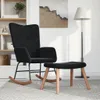 Schaukelstuhl mit Hocker Samt Schwarz Produktbild-Vorschau 2