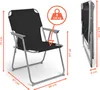 A diagram showing the dimensions and weight capacity of a camping chair. Produktbild-Vorschau