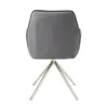 A grey velvet chair with a silver metal base, shown from the back. Produktbild-Vorschau
