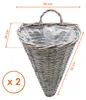 Rattan Wand Blumenampel konisch 32 x 25 cm natur mit Folie Produktbild-Vorschau 2
