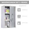 HOMCOM Medizinschrank Arzneischrank mit Schloss Edelstahl Produktbild-Vorschau 7
