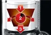 Diagram showing the brewing process of a coffee maker with numbered steps. Náhled obrázku produktu