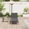 vidaXL Sonnenliege mit Auflage Grau Poly Rattan Produktbild-Vorschau 3