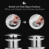 Demonstration of a push-open drain function for a sink. Produktbild-Vorschau