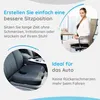 A split image showing a car seat with a cushion and a woman sitting in an office chair with a cushion. Produktbild-Vorschau