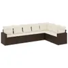 7-tlg. Garten-Sofagarnitur mit Kissen Braun Poly Rattan Produktbild-Vorschau 1
