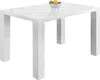 A white dining table with a bowl of fruit on it, set against a white background. Produktbild-Vorschau