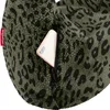 A close-up shot of a green bag with a leopard print pattern, showing a phone in a zippered pocket. Náhled obrázku produktu