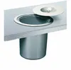 A stainless steel trash can insert with a lid is shown installed in a countertop. Produktbild-Vorschau