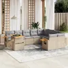 10-tlg. Garten-Sofagarnitur mit Kissen Beige Poly Rattan Produktbild-Vorschau 2