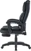 A black office chair with a footrest is shown in profile against a white background. Produktbild-Vorschau