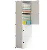 A white modular closet with doors open, showing folded clothes and baskets inside. Náhled obrázku produktu