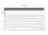 A white Logitech K480 Bluetooth keyboard is shown from a top-down perspective on a white background. Produktbild-Vorschau