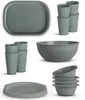 Set de vaisselle en plastique - réutilisable Vert 18 pièces Voir les images du produit 1