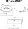 Technical drawing of a sink with dimensions and labels. Produktbild-Vorschau