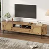 Mobile TV Merax ovale con ante in rattan e ante scorrevoli, Anteprima dell’immagine prodotto 4
