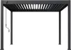 A freestanding pergola with a slatted roof and a crank mechanism on the side. Náhled obrázku produktu