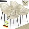 tillvex® Gartenstuhl 4er Set Wetterfest mit Armlehne Beige Produktbild-Vorschau 1