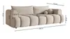 A beige sofa with dimensions indicated by measurement lines and text. Produktbild-Vorschau