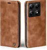 A brown flip case for a smartphone is shown from two angles. Produktbild-Vorschau