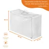 A white storage bag with dimensions indicated by orange lines and text. Anteprima dell’immagine prodotto