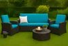 Outdoor furniture set on a green lawn with a hedge in the background. Náhľad obrázku produktu