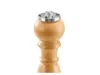 A close-up shot of the top part of a wooden object with a silver metal component on top. Produktbild-Vorschau