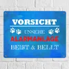 Vorsicht unsere Alarmanlage beißt & bellt Metallschild XL Produktbild-Vorschau 2