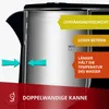 Close-up of the interior of a double-walled kettle, highlighting its features with text overlays. Produktbild-Vorschau