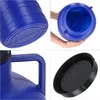 A collage of four close-up images showing different parts of a blue plastic water barrel and its black lid. Podgląd zdjęcia produktu