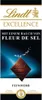 A close-up of a Lindt Excellence chocolate bar packaging with text and a diamond-shaped piece of chocolate. Produktbild-Vorschau