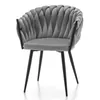 A single gray upholstered chair with a braided back and black legs, presented against a white background. Podgląd zdjęcia produktu