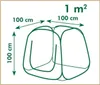 Diagram showing the dimensions of a pop-up greenhouse. Produktbild-Vorschau