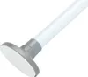 A close-up shot of the end of a white telescopic rod with a gray fitting and a white circular pad. Produktbild-Vorschau