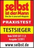 A marketing badge from a German DIY magazine indicating a product test winner. Produktbild-Vorschau