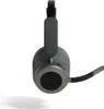 A close-up, side view of a gray and black headset with a microphone boom. Produktbild-Vorschau