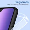 A close-up of a smartphone with a black case, and a transparent case is shown next to it, with German text overlay. Produktbild-Vorschau