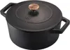 A black cast iron pot with a bronze knob on the lid. Produktbild-Vorschau