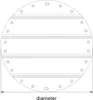A diagram of a round pool cover with dimensions indicated. Náhled obrázku produktu