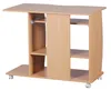 A light wood computer desk with shelves and wheels. Anteprima dell’immagine prodotto