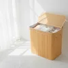 Relaxdays Wäschekorb mit Deckel, Bambus, 150 l, 3 Fächer, Produktbild-Vorschau 2