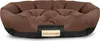 A brown and black dog bed with a personalized name tag. Anteprima dell’immagine prodotto