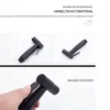 A collage of images showing a black handheld bidet sprayer from different angles, with German text overlays. Produktbild-Vorschau