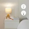 Drewniana lampka nocna EDISHINE, lampa stołowa E27 z Podgląd zdjęcia produktu 3