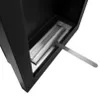 A close-up view of the burner assembly of a black ethanol fireplace. Voir les images du produit