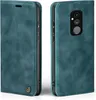 A teal flip case for a smartphone is shown from two angles, front and back. Produktbild-Vorschau