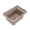 A beige sink basin with a ribbed drainboard on a white background. Anteprima dell’immagine prodotto