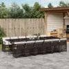 vidaXL 13-tlg. Garten-Essgruppe mit Kissen Braun Poly Produktbild-Vorschau 2
